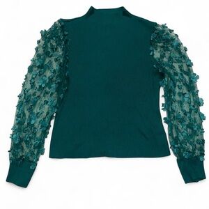Almost Famous Teal Puff-Sleeve Mock Neck Sweater
